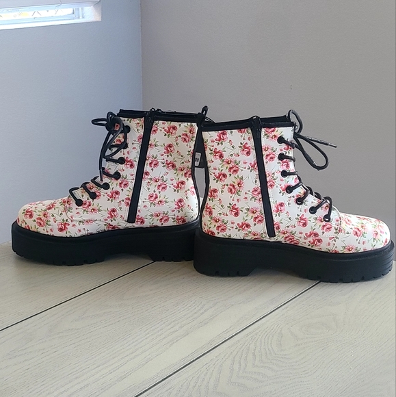 Pink Flower Forever21 Combat Boots - Picture 5 of 9